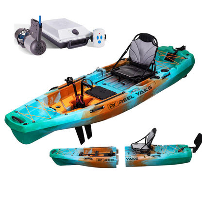 Reel Yaks 10ft Radar Modular Pedal Drive Fishing Kayak with Bixpy Trolling motor bundle
