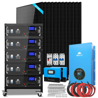 SunGoldPower Off-Grid Solar Kits 12kW/15kW/18kW Options 120V/240V with 48v LiFePO4 Lithium Batteries & 415w Solar Panels SGR-18K20E