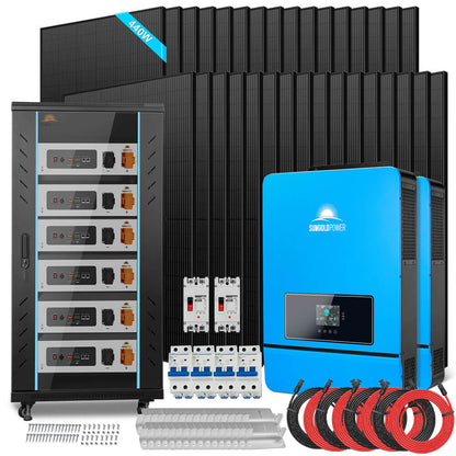 SunGoldPower OFF GRID SOLAR KIT 20KW 48VDC 120V/240V LIFEPO4 30.72KWH-32.14KWH LITHIUM BATTERY 32 X 450 WATTS SOLAR PANELS SGR-20K30E